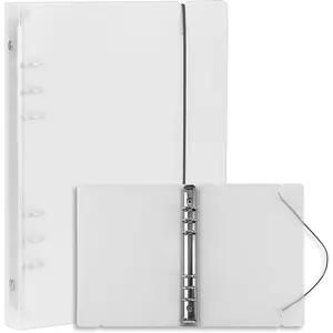 A5 6 Ring Transparent Binder Cover, Soft PVC Matte Surface Clear Cover for Notebook Planner Storage Book with Refill Pages Sleeve Pockets