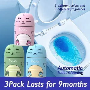 IDGAN Bathroom Cleaner Bottles 3 Pack Ocean Jasmine Peach Scent 9 Month Lasting Automatic Toilet Bowl Cleaning Tablets Set