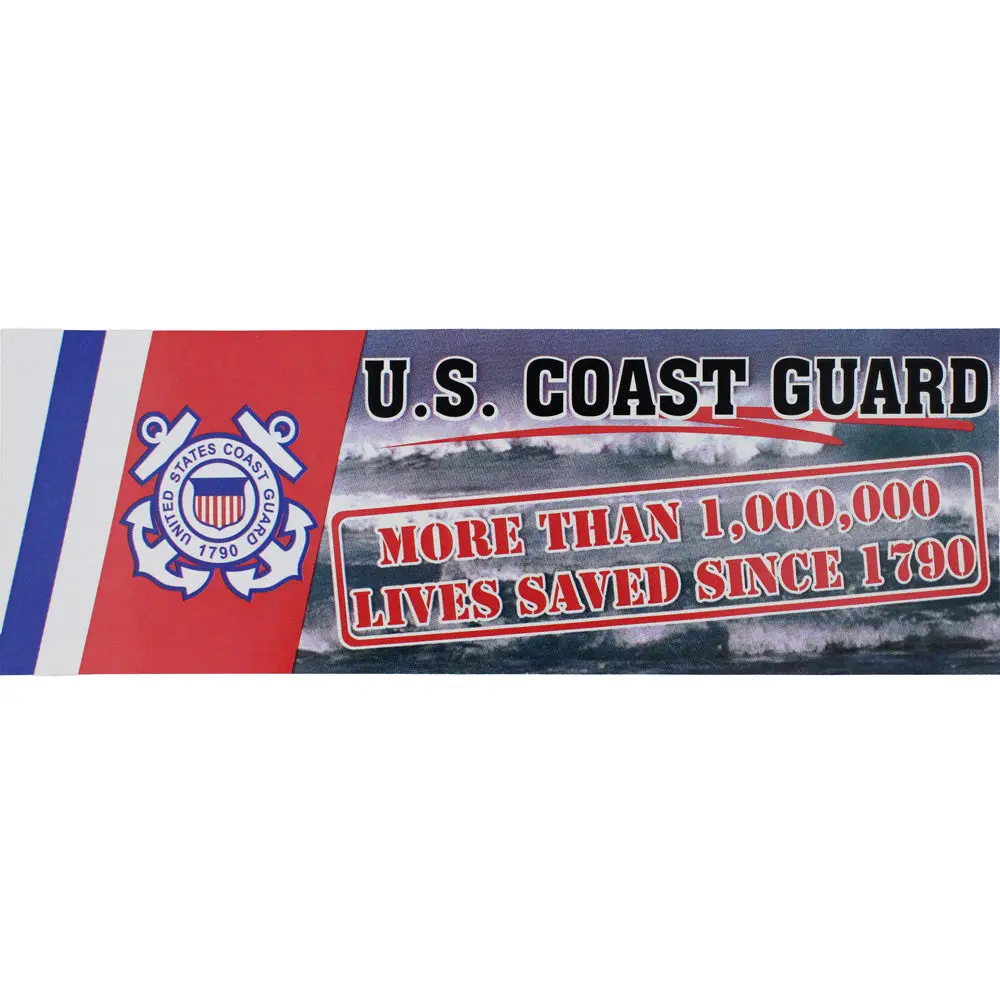 3x9 in Stick-On Car Front Bumper Sticker, More Than 1,000,000 Lives Saved Design, Coast Guard Appreciation Vehicle Decor, Automotive Exterior Accessory