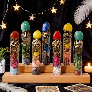 Natural Crystal Zodiac Wishing Bottle, Magic Energy Healing Stone Drifting Bottle, Spiritual Divination Reiki, 1pc Raw Stones