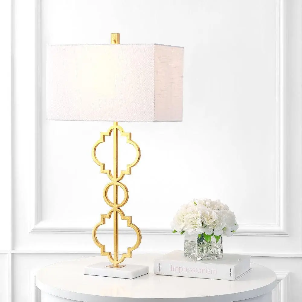 JONATHAN Y Selina Iron Ogee Trellis LED Tabletop Lamp with Lamp Shade - Modern Style Pick for Bedroom, Modern Interior Design Spaces, Modern Style Lamp