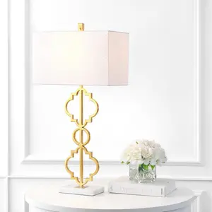 JONATHAN Y Selina Iron Ogee Trellis Modern LED Table Lamp , for bedroom, living room, foyer, hallways, dining room, dorms
