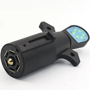 7 Way Trailer Plug Tester 12V, 7 Pin Trailer Trailer Wiring Tester, Round Trailer Light Tester with LED Light, Trailer Test Plug for , Trailer, RVs - Plug & Play