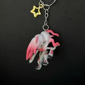 Zoroarc Keychain with Clip - Pink and White Character Design Featuring a Star Charm pendant gift