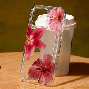 Clear Flower Pattern Phone Case, Creative Soft Phone Protective Cover, Phone Accessories Compatible with iPhone 11 12 13 14 15 Pro Max, Protector Casing