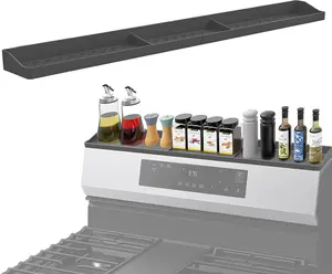 Silicone Magnetic Stovetop Shelf - 30" Oven Shelf Spice Rack Organizer Heat Resistant Kitchen Storage Organization Over Stove Top Shelf Spice Organizer Brush Traditional