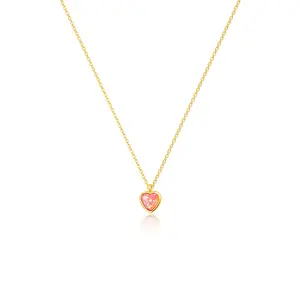 Loyalove&Teiwky Gold 5mm Heart-Shaped Opal Pendant Necklace For Women Love pendant Fashion Jewelry Gift For Valentine's Day
