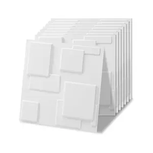 FLOLEOPA 3D Wall Panel, Square Design, PVC Waterproof and Fireproof, Suitable for Living Room, Lobby, Bedroom, Hotel, Office, Game Room, TV Backdrop Decoration, 11.8 inches x 11.8 inches, (Includes one roll of tape for installation)