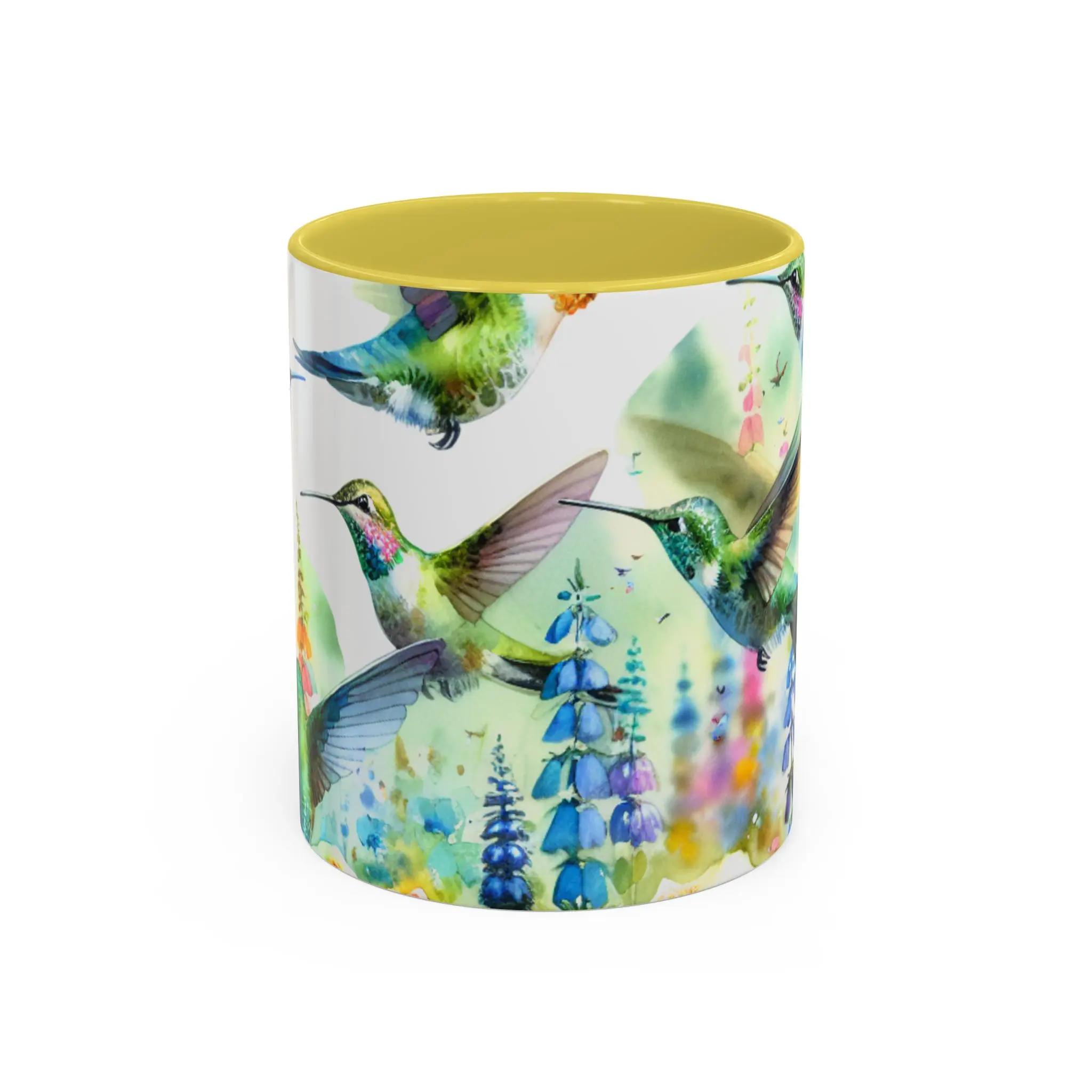 Hummingbirds Coffee Mug, Colorful Ceramic Drinkware, Coffee Lovers Gift, Fun Office Decor, 11oz - Colorful Mug, Ceramic Mug, Coffee Cup, Reuse Tumbler Reusable Washable Blue
