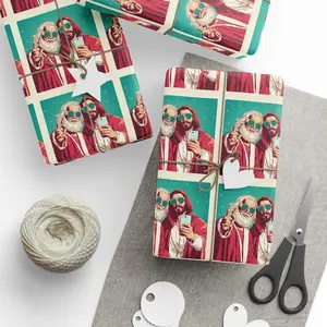 Christmas Wrapping Paper, Santa and Jesus Selfie Wrapping Paper, Santa and Jesus Wrapping Paper,  Meme Funny Christmas Wrapping Paper, Funny Gift Wrap