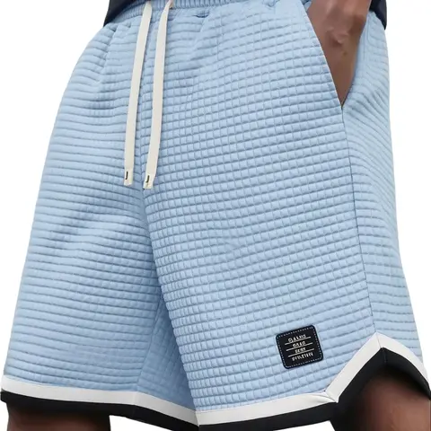 Men’s Plus Size Wide Elastic Stretch High Waist Waffle Knit Baggy Shorts - Adjustable Drawstring Waistband, Breathable Cool Fabric, Neutral Plain Gray, Roomy Relaxed Fit, Comfortable for Errands, 1-XL Summer Casual Home Wear Bottoms, Wide Elastic Men's Sh