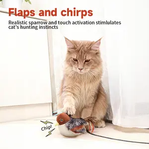 Flapping Bird Cat Toy - Touch Activated & Chirping (Non-Flying) | Rechargeable Kicker Toy for Kittens