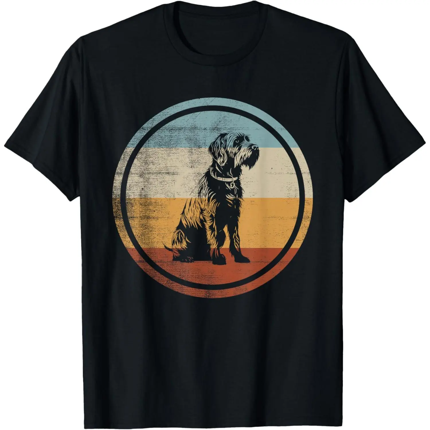Women's Retro Cotton Short-Sleeve Tshirt - Distressed Wirehaired Griffon Graphic, Round Neck, Casual Fit, Streetwear Vibe, Everyday Wear, Wide Range of Sizes