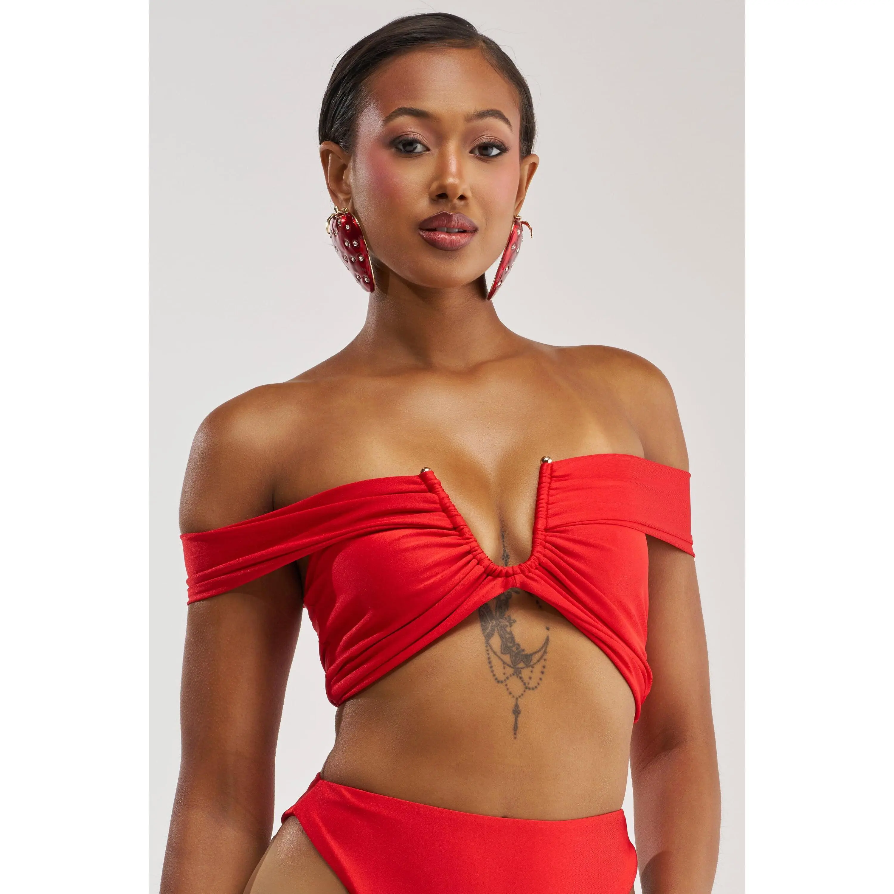 HOTTIE ALERT MESH BLOUSE IN RED
