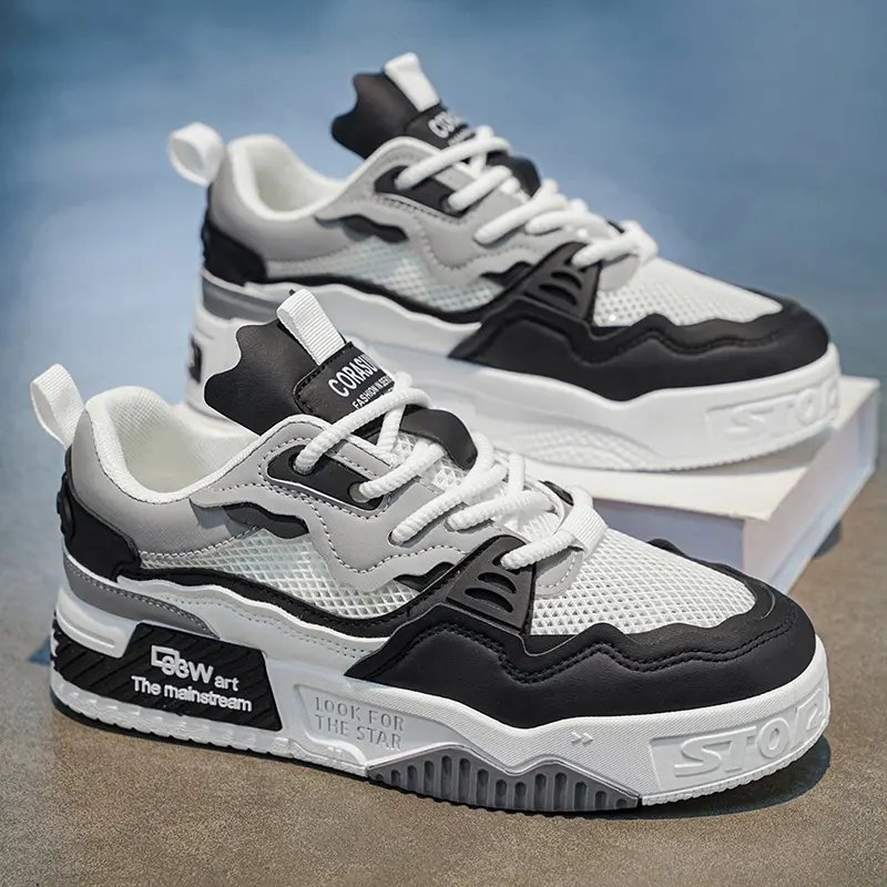 Men's Chunky Platform Sneakers - Breathable Mesh Casual Streetwear Shoes, Non-Slip Comfortable Dad Shoes for Daily Wear & Walking