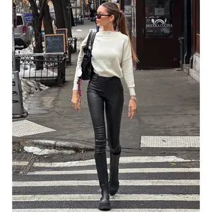 High-Rise Coated Skinny Pants