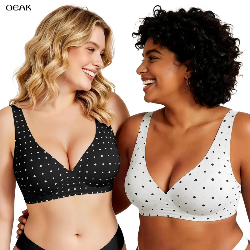 OEAK Deep V Seamless Bras for Women Comfortable Push Up Bra No Underwire Everyday Jelly Bra