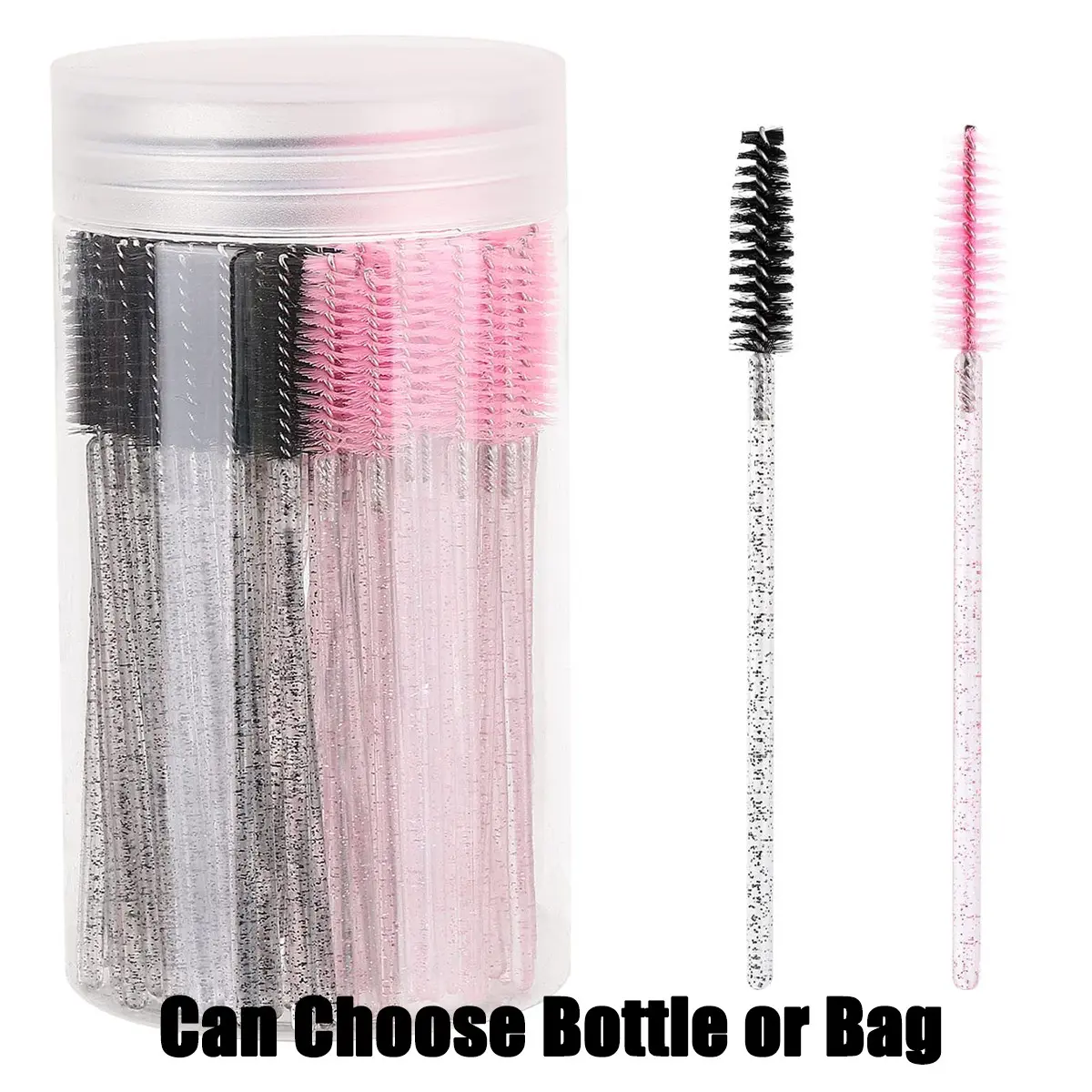 Disposable Eyelash Brush with Storage Container, Bendable Eyebrow Spoolies, Lash Brush for Lash Extensions, Eyebrow Spoolie, Castor Oil Brushes, Makeup, Cosmetic, Cosmetics Makeup Tool, Travel Makeup Bag, Eye Makeup Accessories