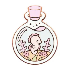 Ocean Bottle Collection Enamel Pins by Lumicloud - Seahorse Enamel Pin