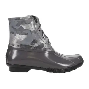 Sperry Womens Saltwater Metallic Camouflage Zippered Duck Casual Boots Ankle Low Heel 1-2" - Grey, Silver