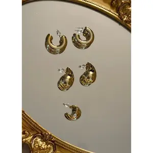 Lala Bold Mini Hoop Earrings Unisex Gold Plated Stainless Steel 3 Pairs Golden Color Fashion Jewelry Elegant Stylish Versatile