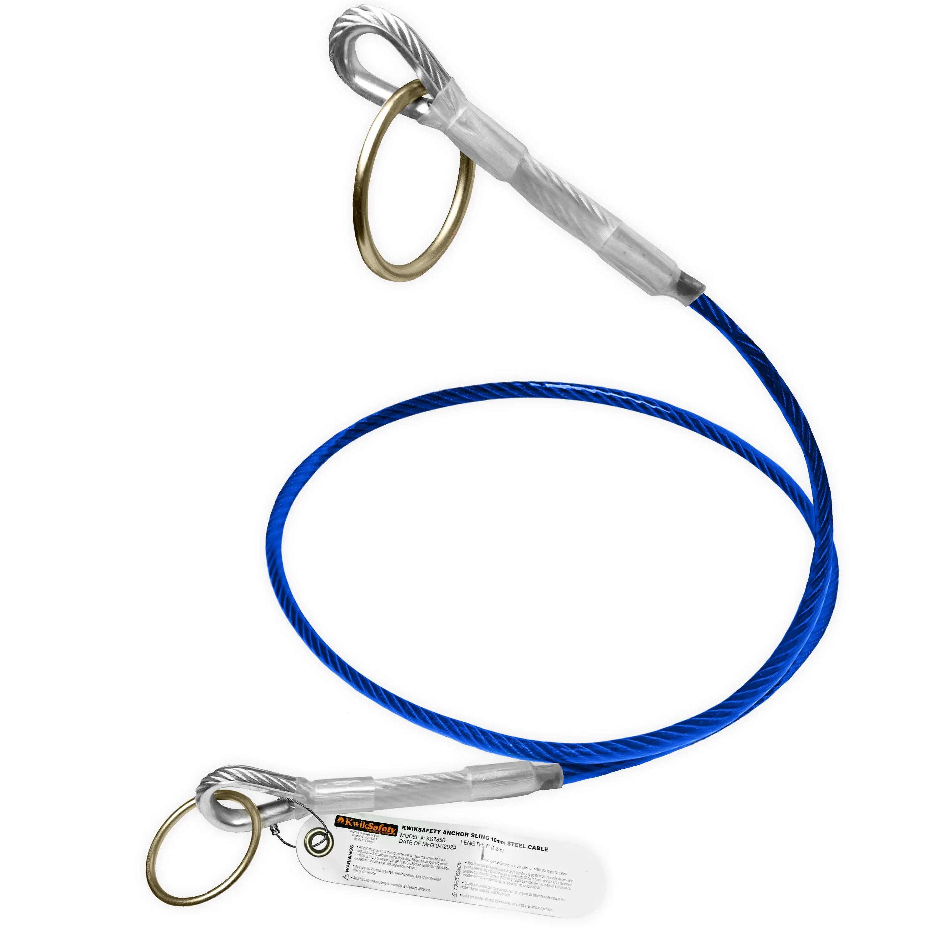 KwikSafety LEMUR Cable Anchor Sling 6' ANSI OSHA Fall Protection Restraint Gear - Model No.: KS7850