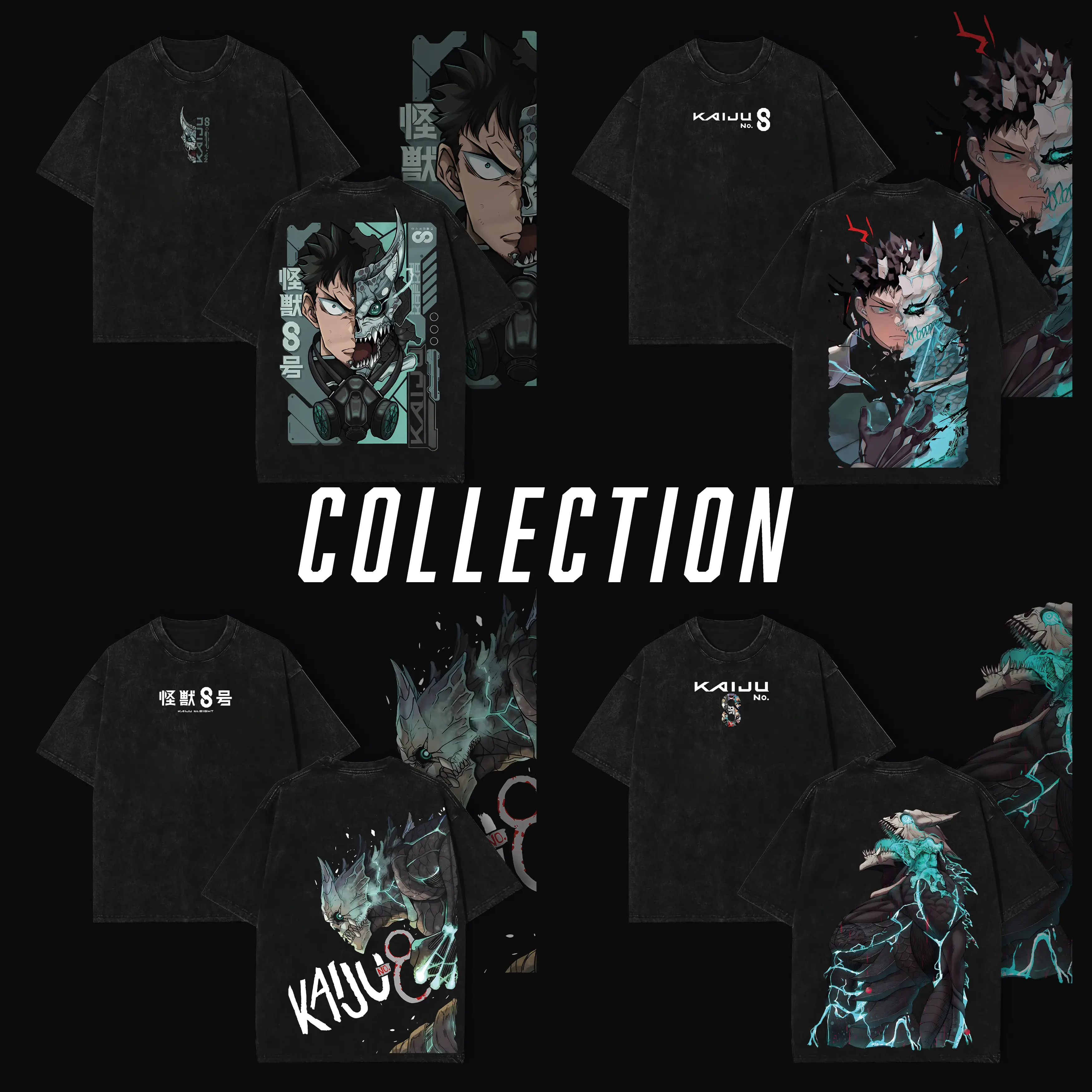 Collection Limited Kaiju No. 8 Anime Double Printed Oversize Lightweight Acid Washed Tee anime lover, anime merch