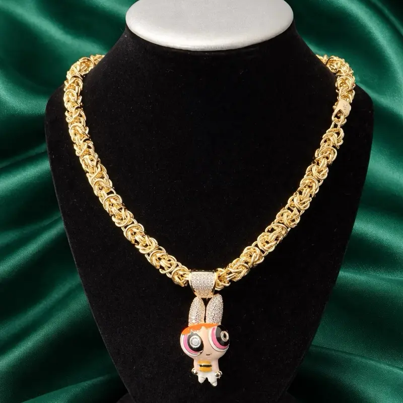 Gold 14K Laminated 24 Inch Chain Necklace with Unique Pendant Design