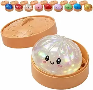 Dumpling Squishy with Box, Dumplings Sensory Squeeze Toy for Stress Relief (White)