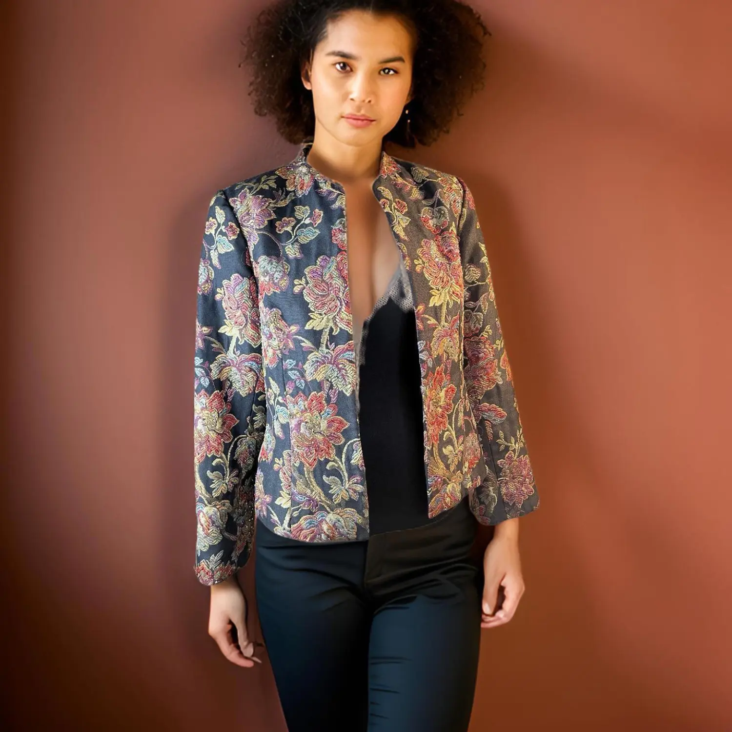 Retro, Artsy, Asian inspired, Embroidered and beaded blazer