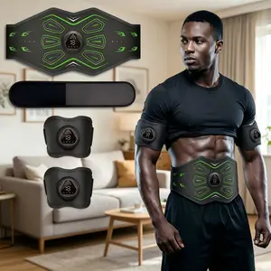 Abdominal and arm set contraction training band, with 6 modes, using a Velcro fastening design, suitable for lazy workouts, featuring 18 levels of intensity adjustment, suitable for abdominal and arm training, very suitable for home use