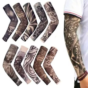 Dazone 10PCS Temporary Tattoo Sleeves, Arts Fake Cooling Tattoo Arm Sleeves for Men Women