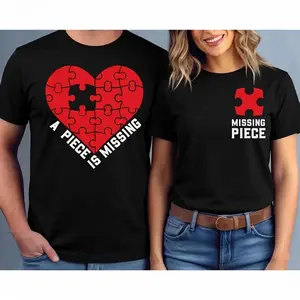 [Graphic Tee] Puzzle Shirt for Couples – Matching Couples Shirts, Valentine’s Day Tee, Honeymoon Shirt, Couple Outfit, Valentine’s Day Matching Tops, Romantic Gift Idea, Casual Streetwear, Unisex Soft Cotton Tee