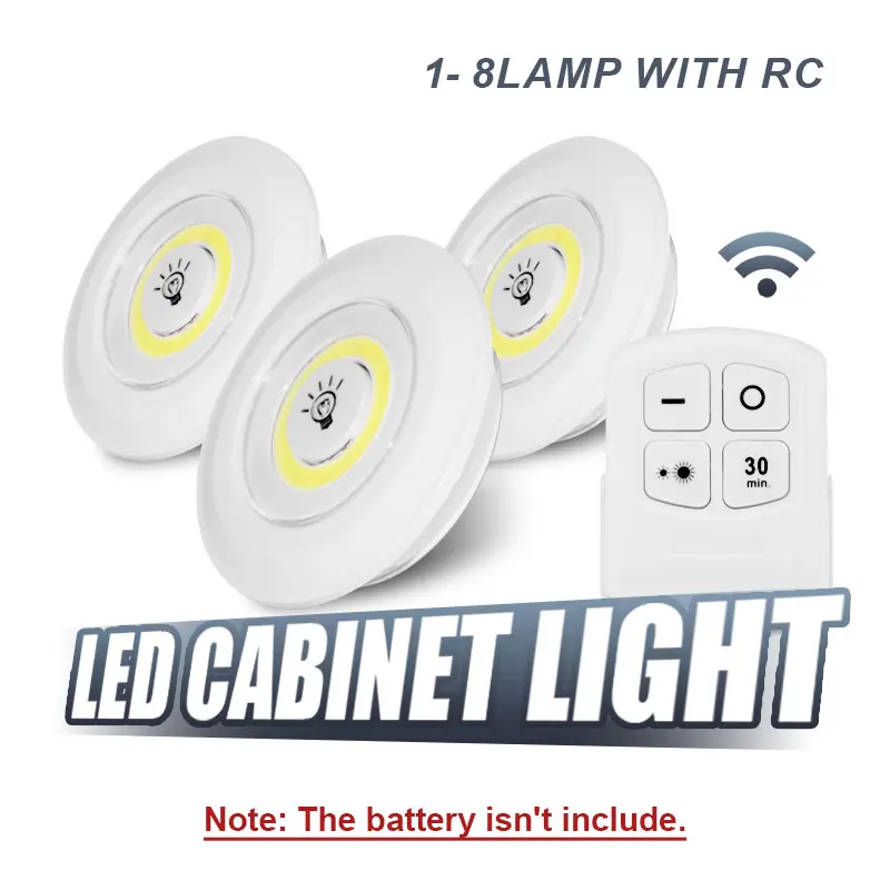 5-Lamp Set Dimmable Remote-Controlled Battery-Powered LED Under-Cabinet Lamps - Batteries Included, Interior LED Lights, Vanity Lights for Kitchen Home Improvement