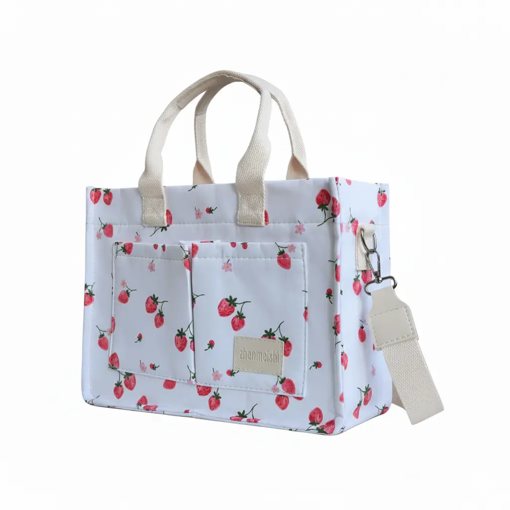 Strawberry Large-Capacity Tote Bag Multi-Functional Handheld Shoulder Crossbody Bag Preppy Style Laptop Tote Travel Carry Bag