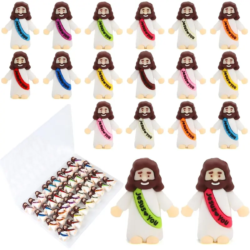 40 Pcs Bulk Mini Jesus Figurine Ornaments - Waterproof Rubber Religious Decor, Tiny Christ Action Figures for Crafts, Sunday School Gifts, Religious Home Decor, Smooth, Party, Sturdy, Christianity