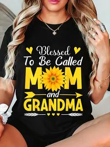 100% Cotton Blessed To Be Called Mom And Grandma Cool Mother's Day Mom T-Shirt