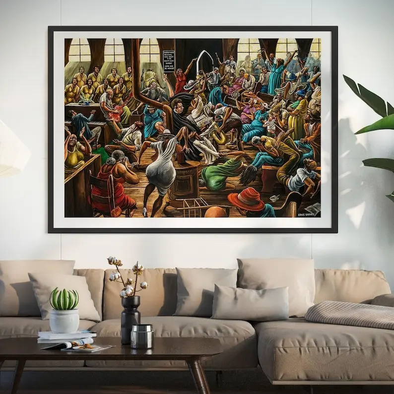 Ernie Barnes Sugar Shack Poster, Iconic Black Culture Dance Wall Decor,  Unframe Poster