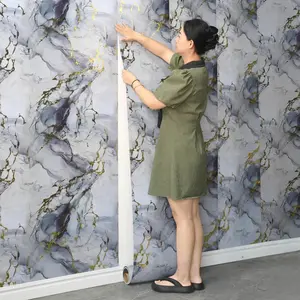 Self-Adhesive Marble Pattern Wallpaper Roll, Marble Backsplash Wallpaper, Waterproof Foam Wall Sticker, PVC Sound-Absorbing Floor Mat for Living Room TV Background Decoration