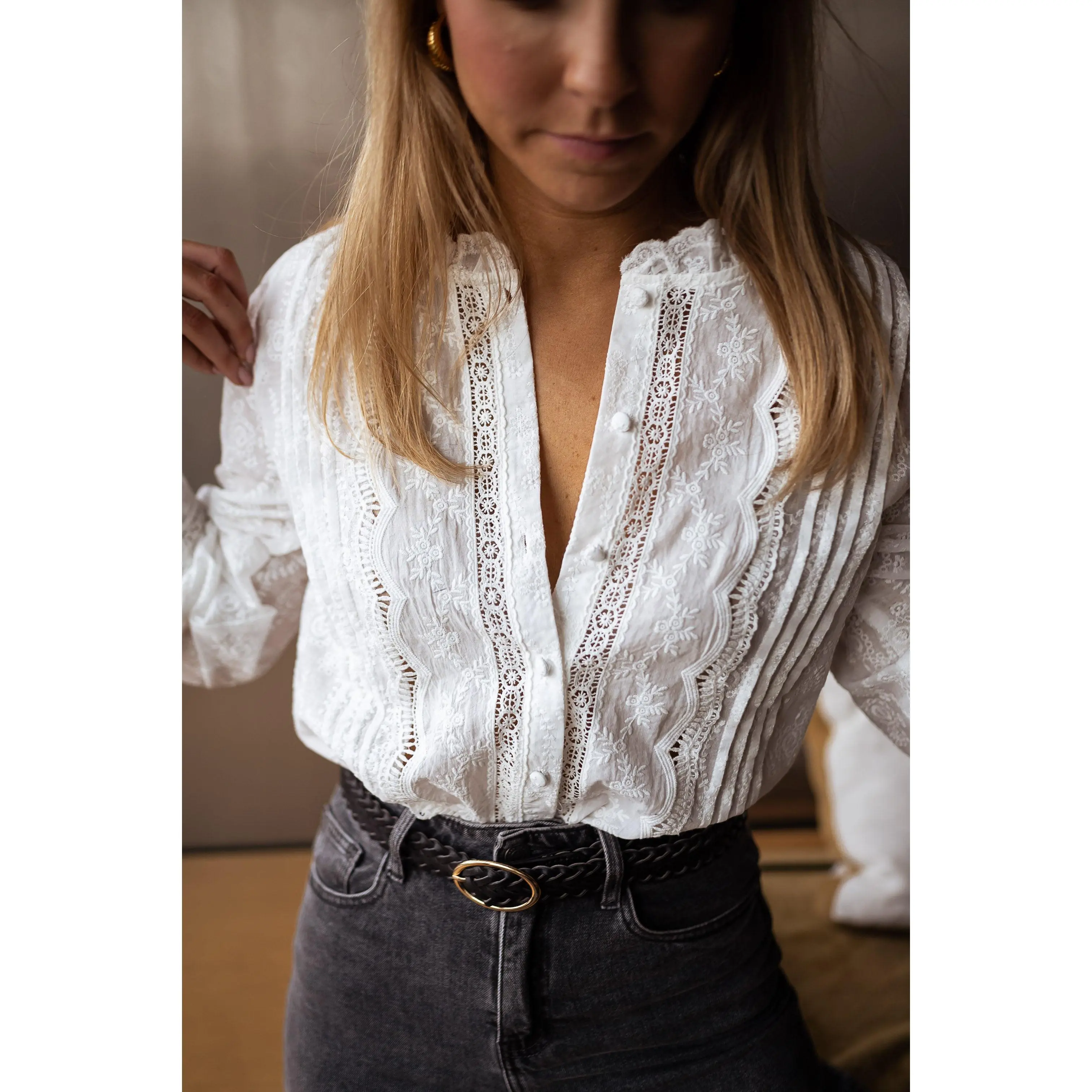 Ecru Embroidered Pauly Shirt