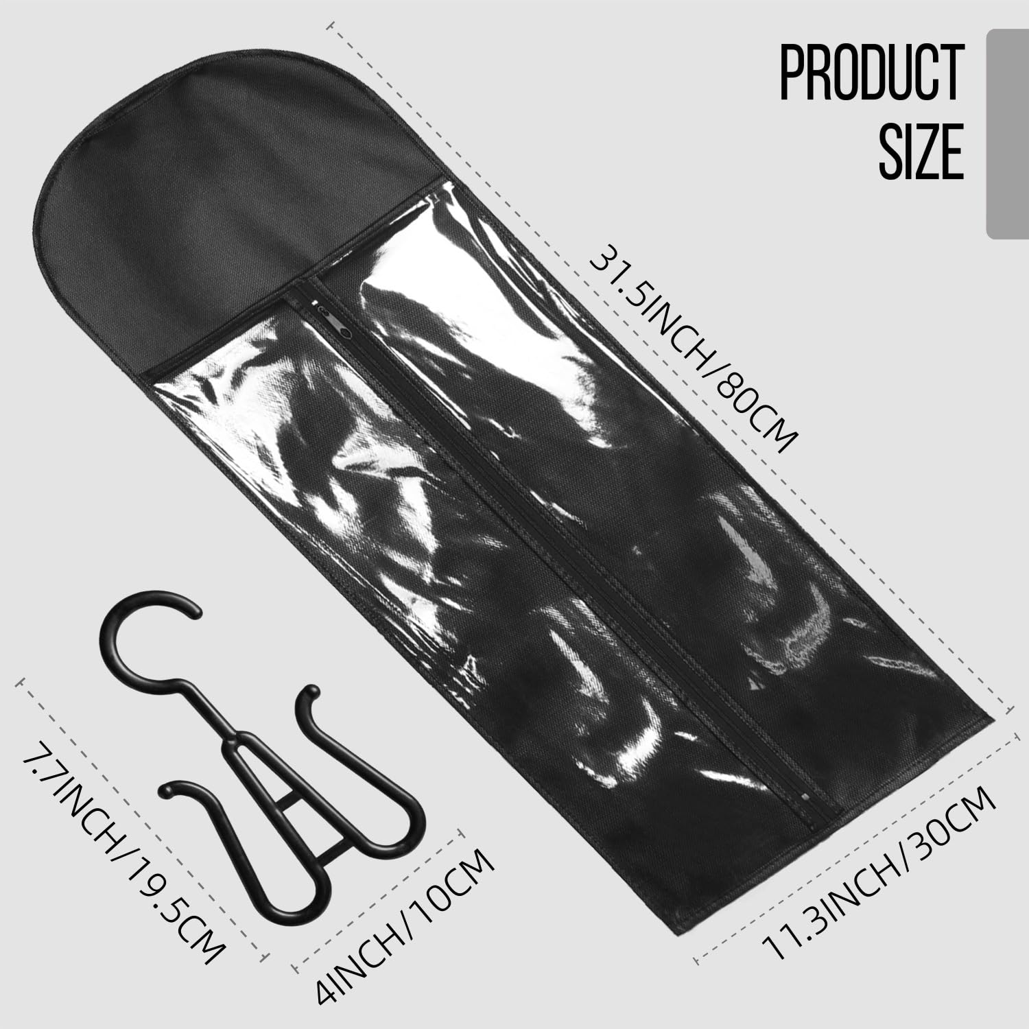 3PCS Extra Long Wig Storage Bags (31.5 Inch) with Hangers & Tags, Dust-Proof Organizer for Multiple Wigs, Hair Extensions and Accessories, Ideal for Home, Travel & Closet Storage