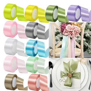 4cm 12 Rolls 300 Yards Solid Satin Ribbon for Gift Wrapping, DIY Craft Bows, Invitations, Flower Bouquets, Christmas Wedding Decor