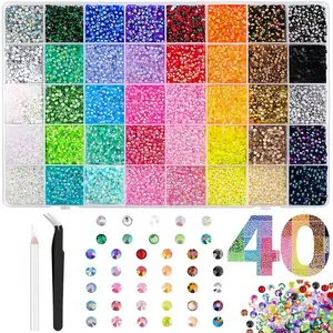 40000Pcs 40 Colors Jelly Synthetic Rhinestones forBedazzling, 3mm Multicolor Resin FlatbackSynthetic Gems for Diamond Art, Bedazzler Kit forCrafting Book Shoes Nail Art