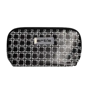 Black Clutch With White Logo Pattern