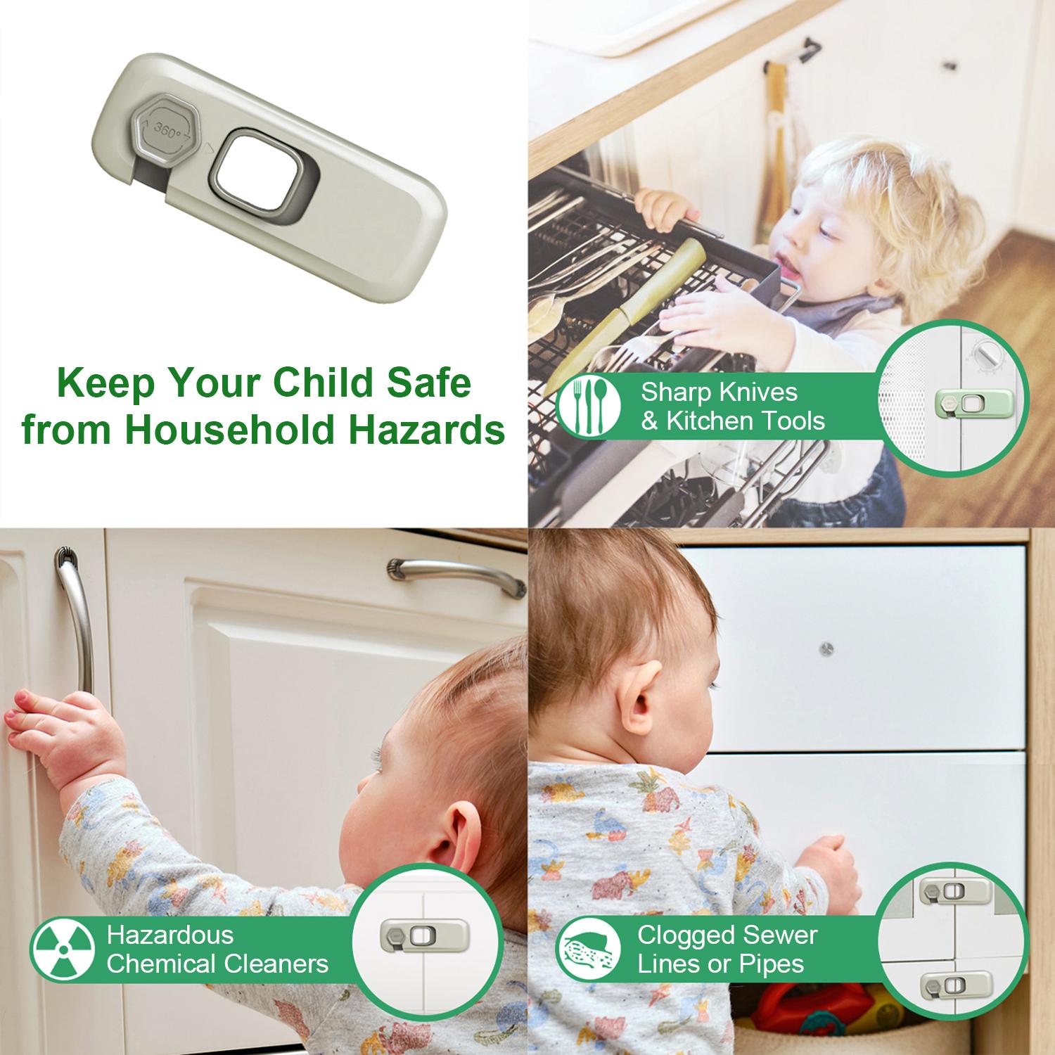5 Pack Child Proof Refrigerator Lock, Fridge Locks for Kids with Sticky Adhesive Pads, Baby Proof Cabinets, Drawers, Child Safety Locks for Doors, Oven Lock Child Safety Baby Cabinet Locks, Easy Latch for Adults to Open