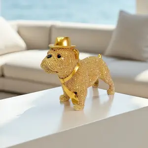 1pc, Beaded-Collar Walking Dog Figurine | Rhinestone Bulldog Ornament | Bulldog Decor | Animal Figurine | Statue Ornament Perfect for homes, offices, or desktops, this dazzling decoration creates a stylish accent for homeowners and decor enthusiasts.