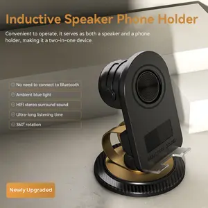 Christmas gifts 5 in 1 Induction Speaker Smart Sensing Wireless Speaker Cell Phone Stand with Bluetooth/Induction Audio&Atmosphere Light,  360° Rotable Foldable Lift-Non-Slip Base, Fits Smart Phones Smartphone bluetooth speaker Aesthetic Device Holder