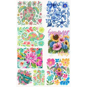 BOHO TURTLE SUMMER PREMADEGANGSHEET  - 22X36  DTF TRANSFERS - DIRECT TO FILM