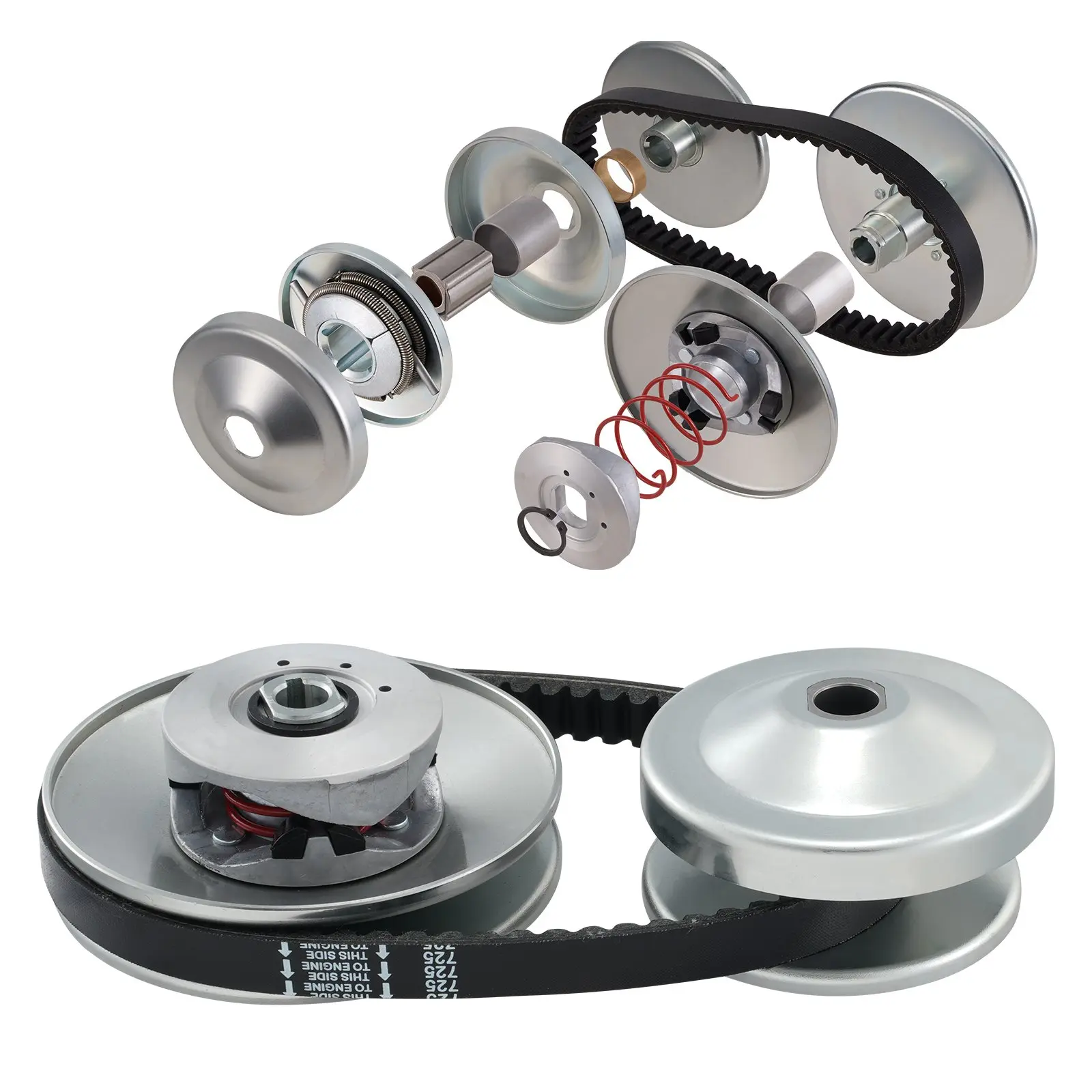 VEVOR Go-Kart Torque Converter, 3/4 Go-Kart Clutch Kit, 30 Series Asymmetrical Driver Pulley Replacement with Drive Belt, for 2-8 HP Small Engines, Replace Comet 219552, Manco 5957, Yerf Dog Q43201W