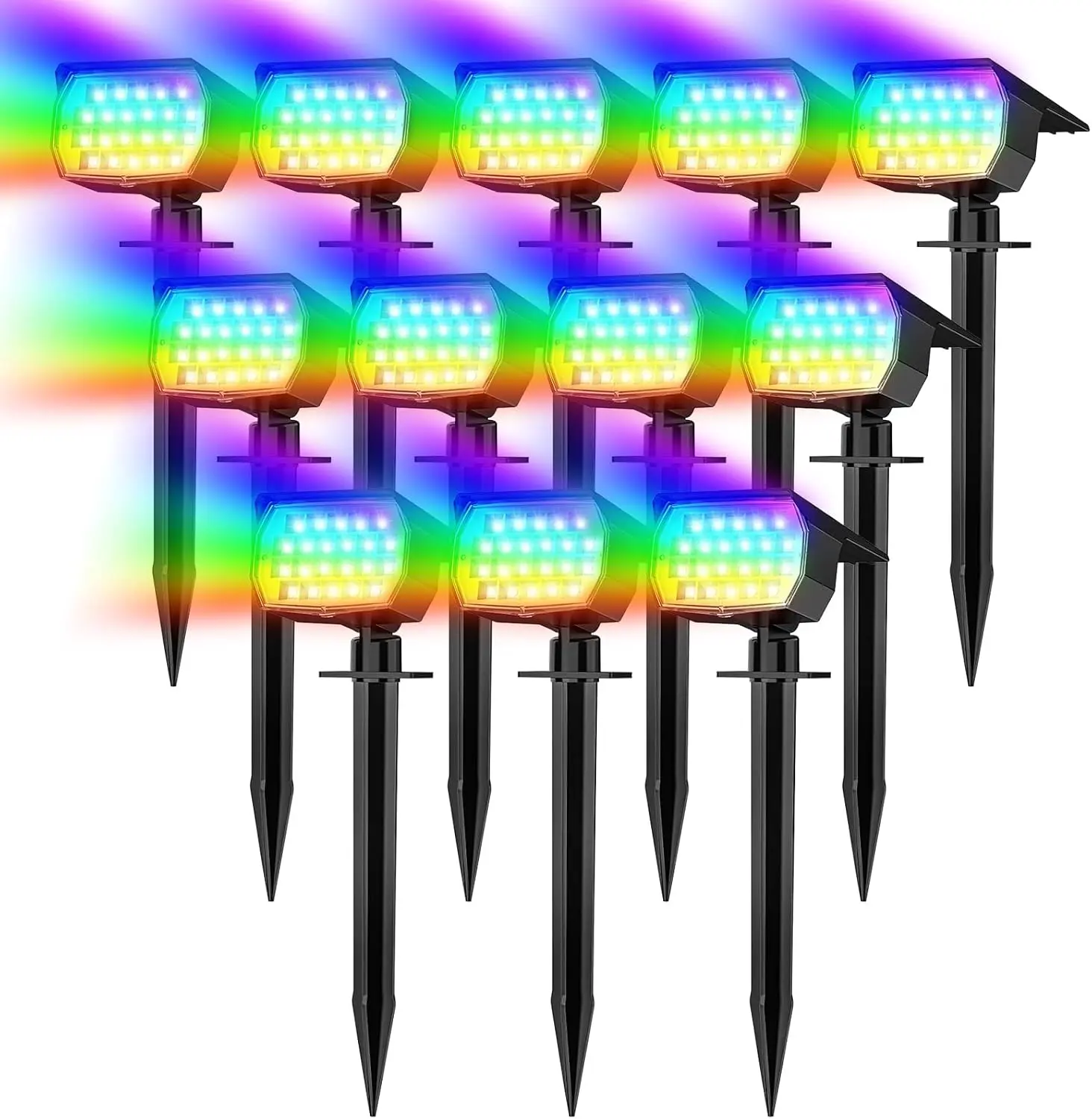 WELALO Solar Spot Lights Outdoor Waterproof, Solar Spotlights, 6 Packs, RGB | 46LED, 3 Mode, Auto On/Off Landscape Spotlights Solar Powered Flood Lights for Outside Pathway Yard Garden House Walkway Tree